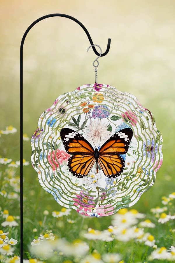 Spring Home Decor Orange Butterfly Garden Wind Spinner