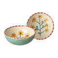 Ceramic Bowl with Hand Painted Jade Yellow Flower - 11.8 oz