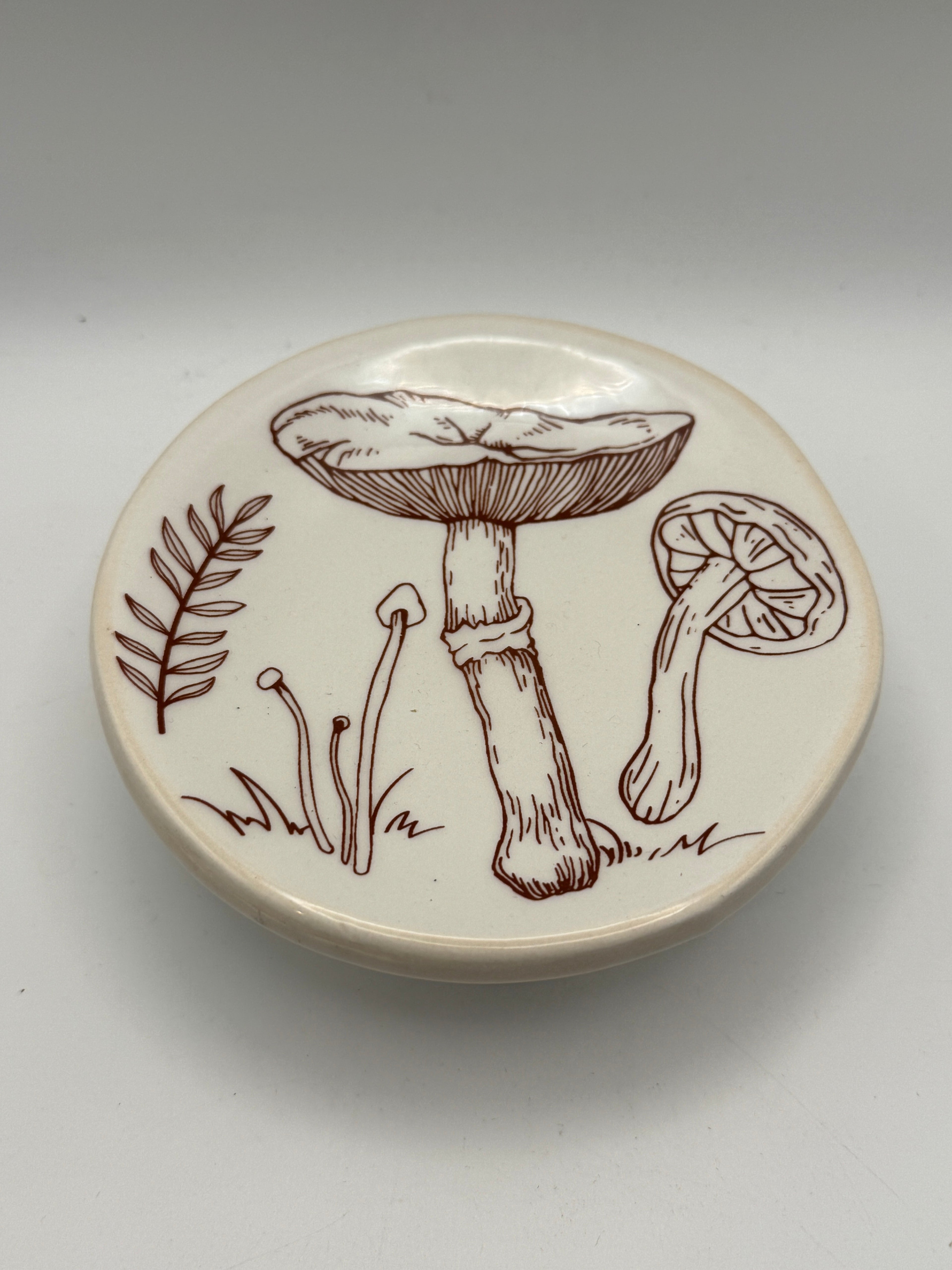 Ceramic Mushroom Footed Trinket Dish