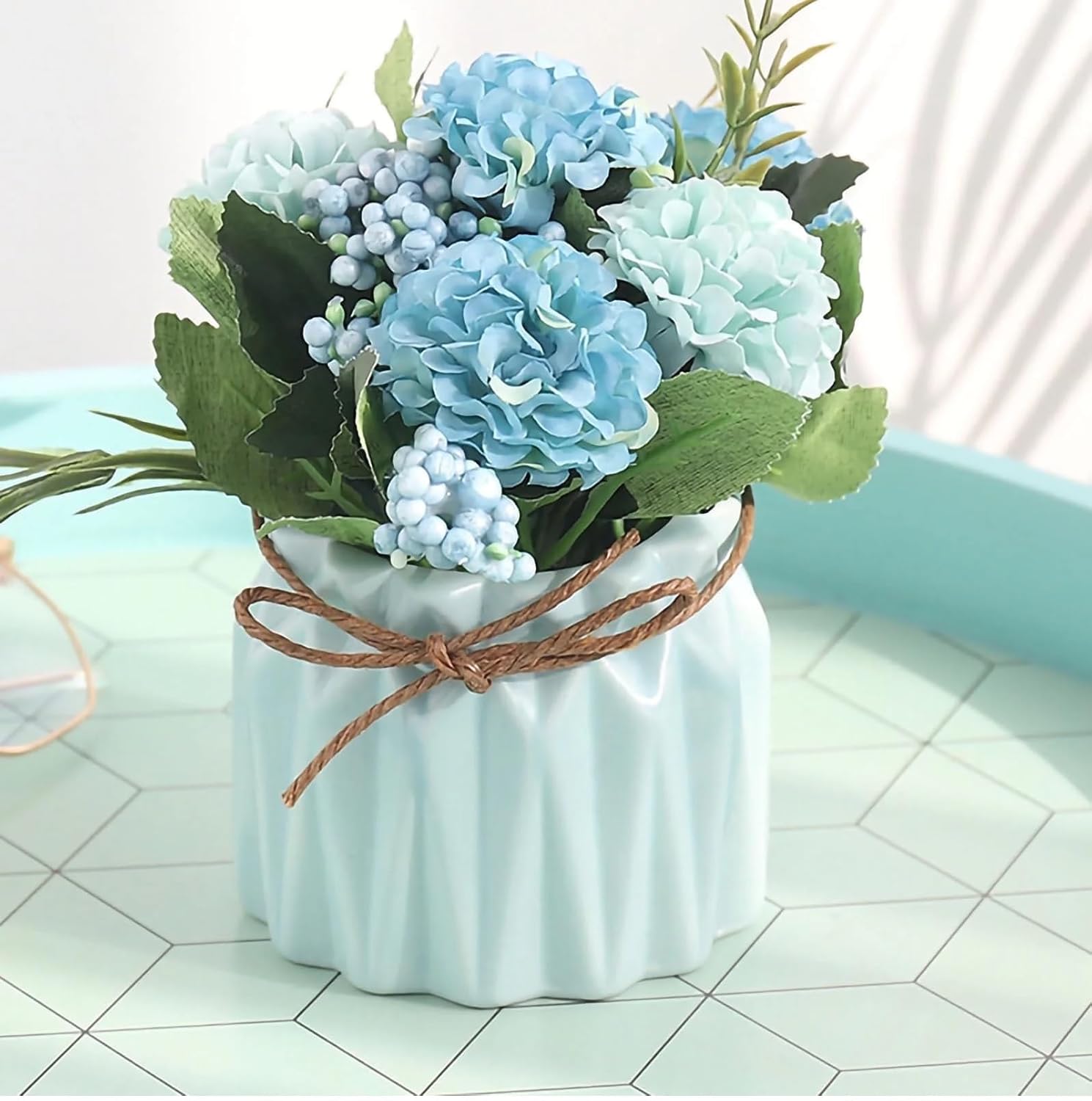 Artificial Flower with Ceramic Vase for Home Decor