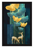 Aesthetic Floral Deer Wall Decor Paintings with Frame for Home