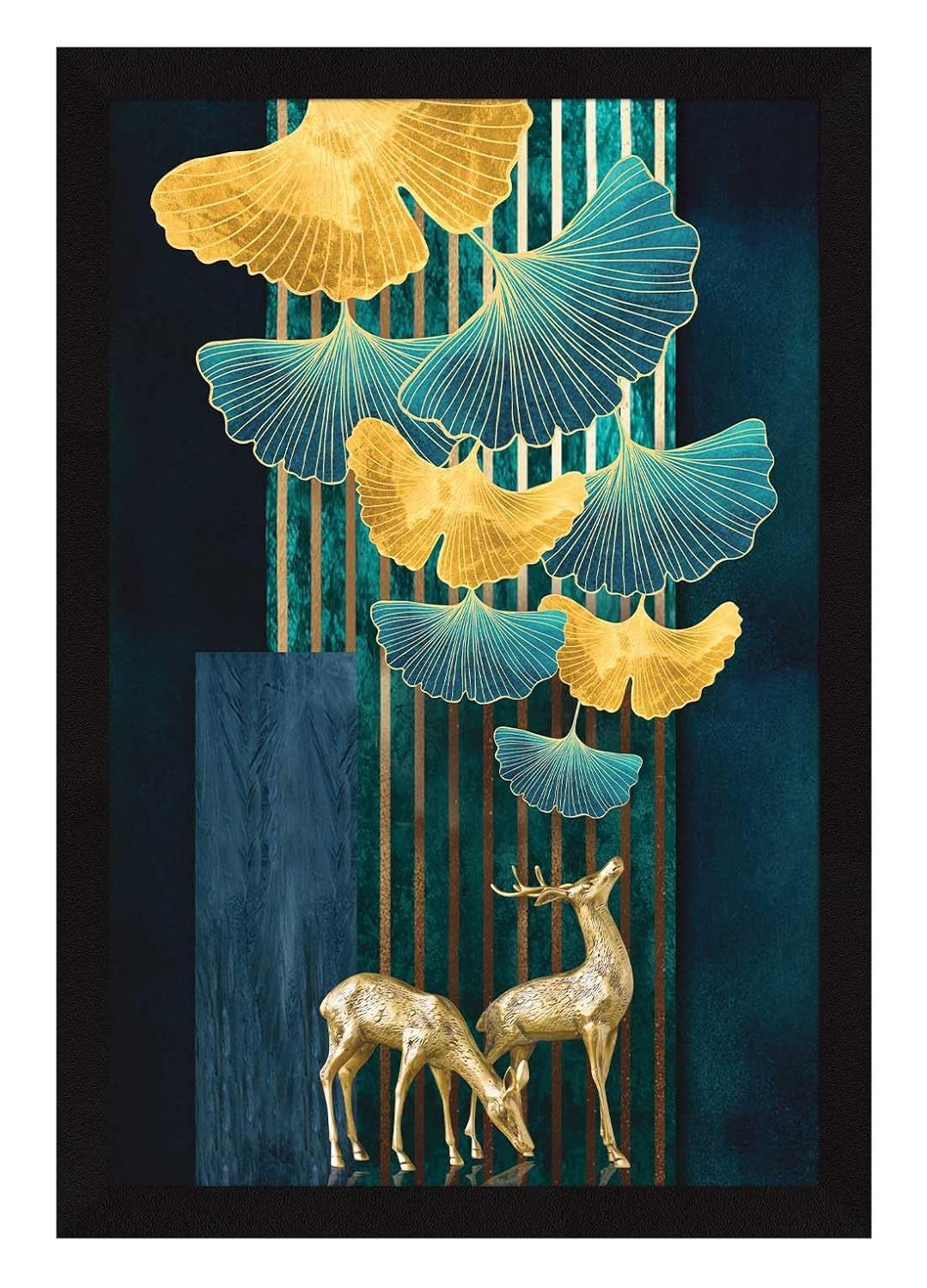 Aesthetic Floral Deer Wall Decor Paintings with Frame for Home