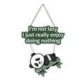 Lazy Panda Printed Wooden Wall Hanging with Quotes for Home Decor