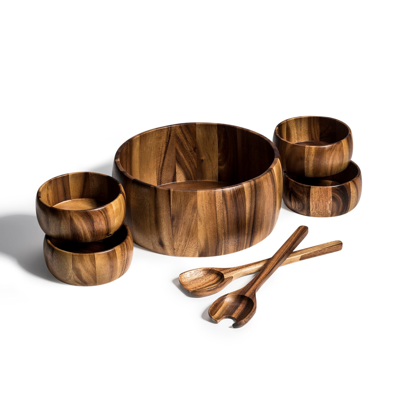 7 Piece Wooden Salad Bowl Set