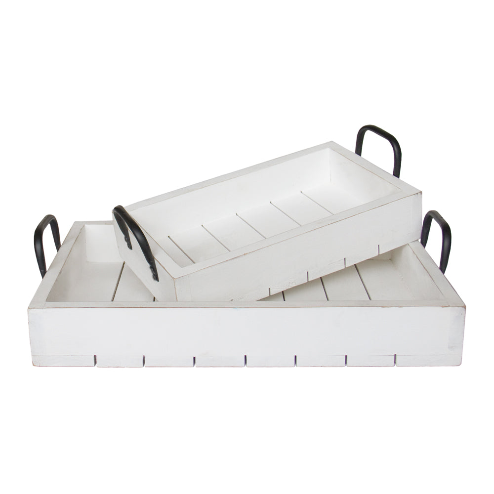 Rustic White Tray Set